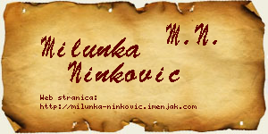 Milunka Ninković vizit kartica